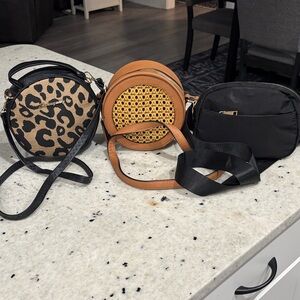 Leopard Print and Tan Crossbody Bag Set
